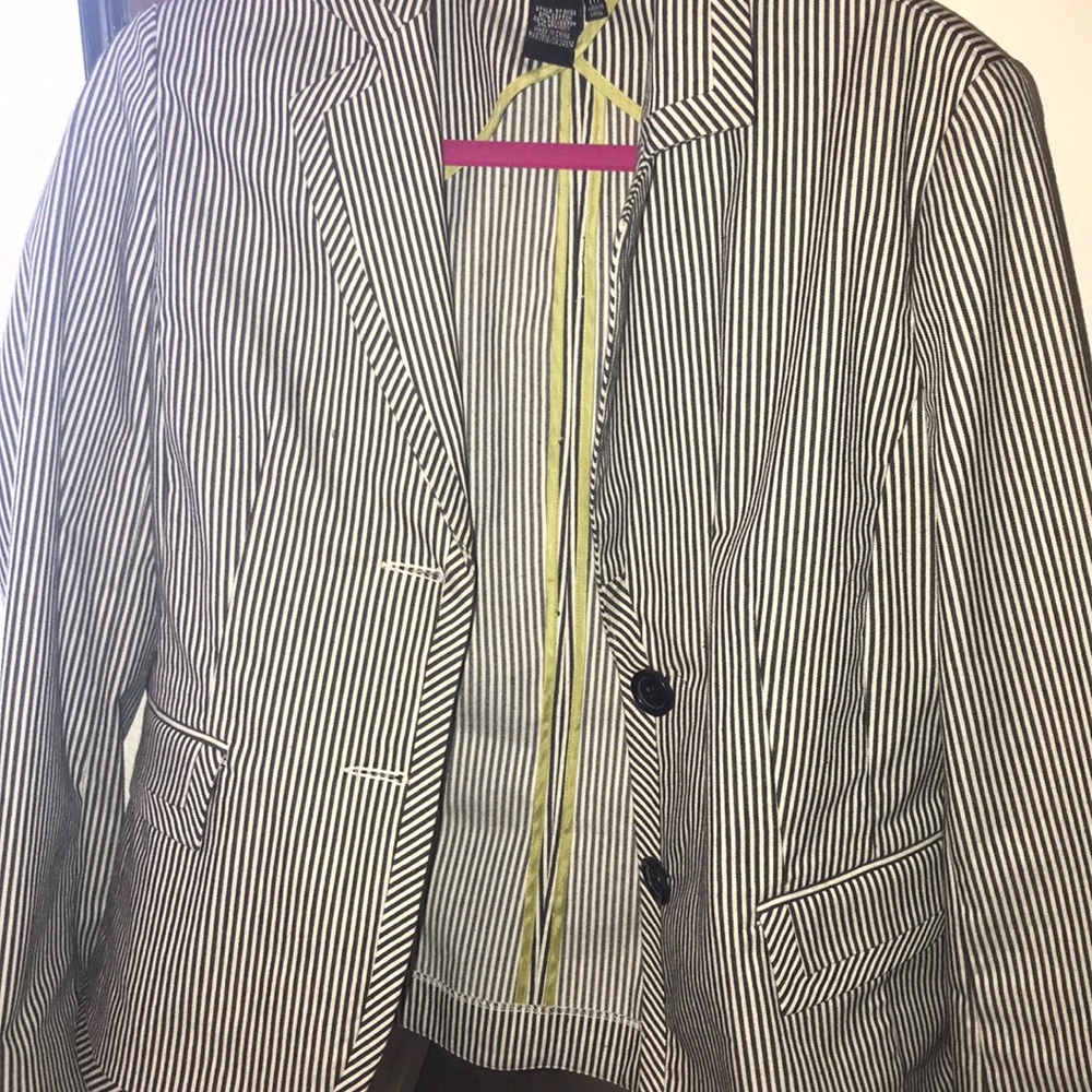 Navy and white stripe blazer